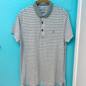 All Saints Men's Short Sleeve Striped Polo Shirt